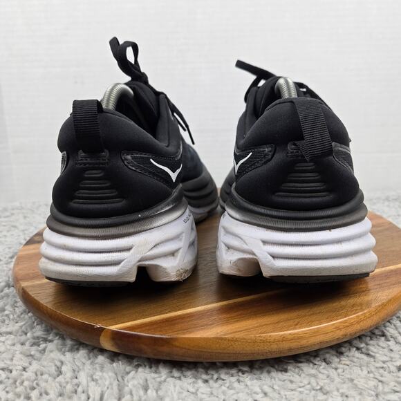 Hoka One One Mens 9.5D Bondi 8 Black White Athletic Daily Gym Road Running Shoe - Picture 2 of 12